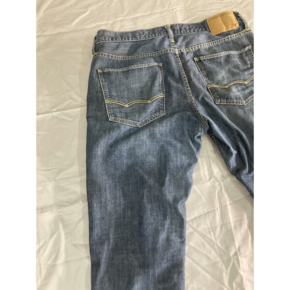 American Eagle Outfitter Jeans Men's Size 32x30 Blue Denim Straight 5-Pockets - Picture 8 of 13